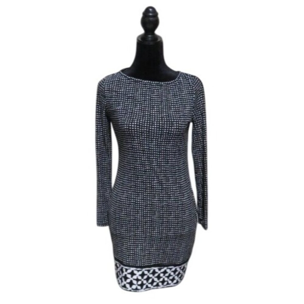 Michael Kors Core of Kors jersey petite long sleeve  polka dot boatneck dress NW